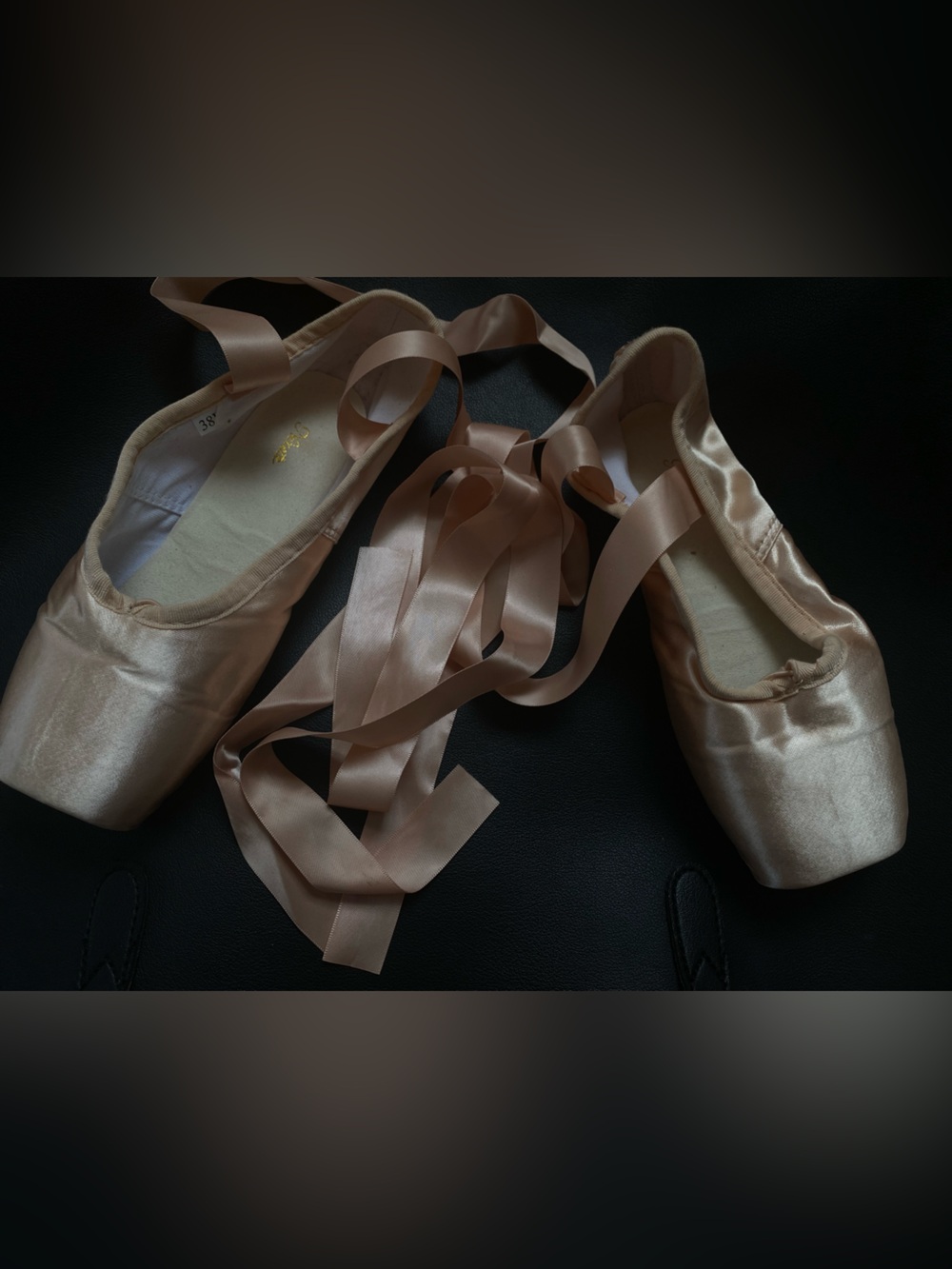Ballet Pointe Shoes in Light Pink Satin with Ribbons